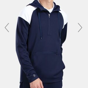 Holloway - Limitless Quarter-Zip Hooded Pullover Navy and white M